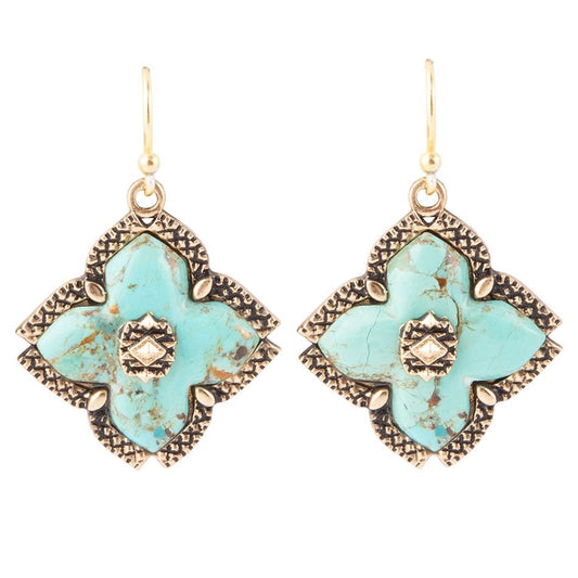 Blue Turquoise Maltese Cross Earrings Genuine Turquoise Jewelry