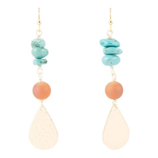 Turquoise Sol Charm Drop Earrings