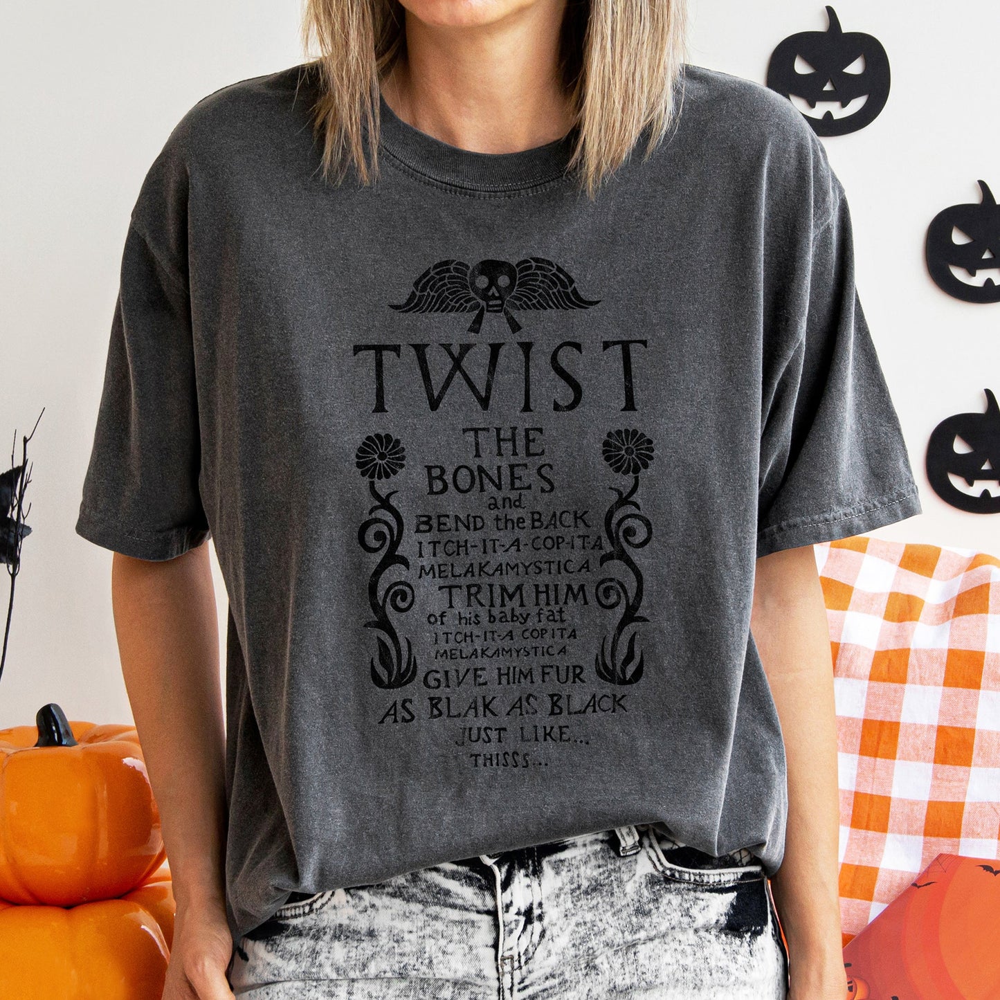Twist The Bones Retro Halloween Comfort Colors Tshirt