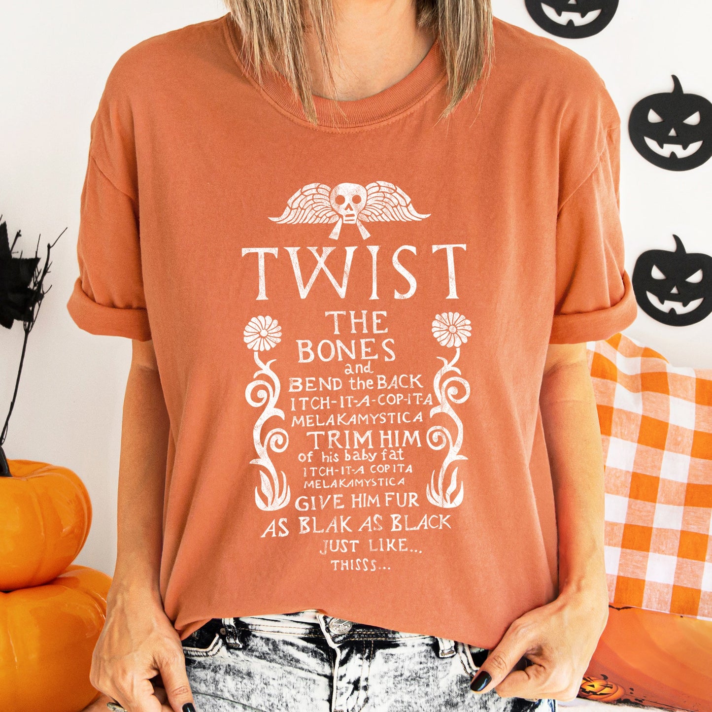 Twist The Bones Retro Halloween Comfort Colors Tshirt