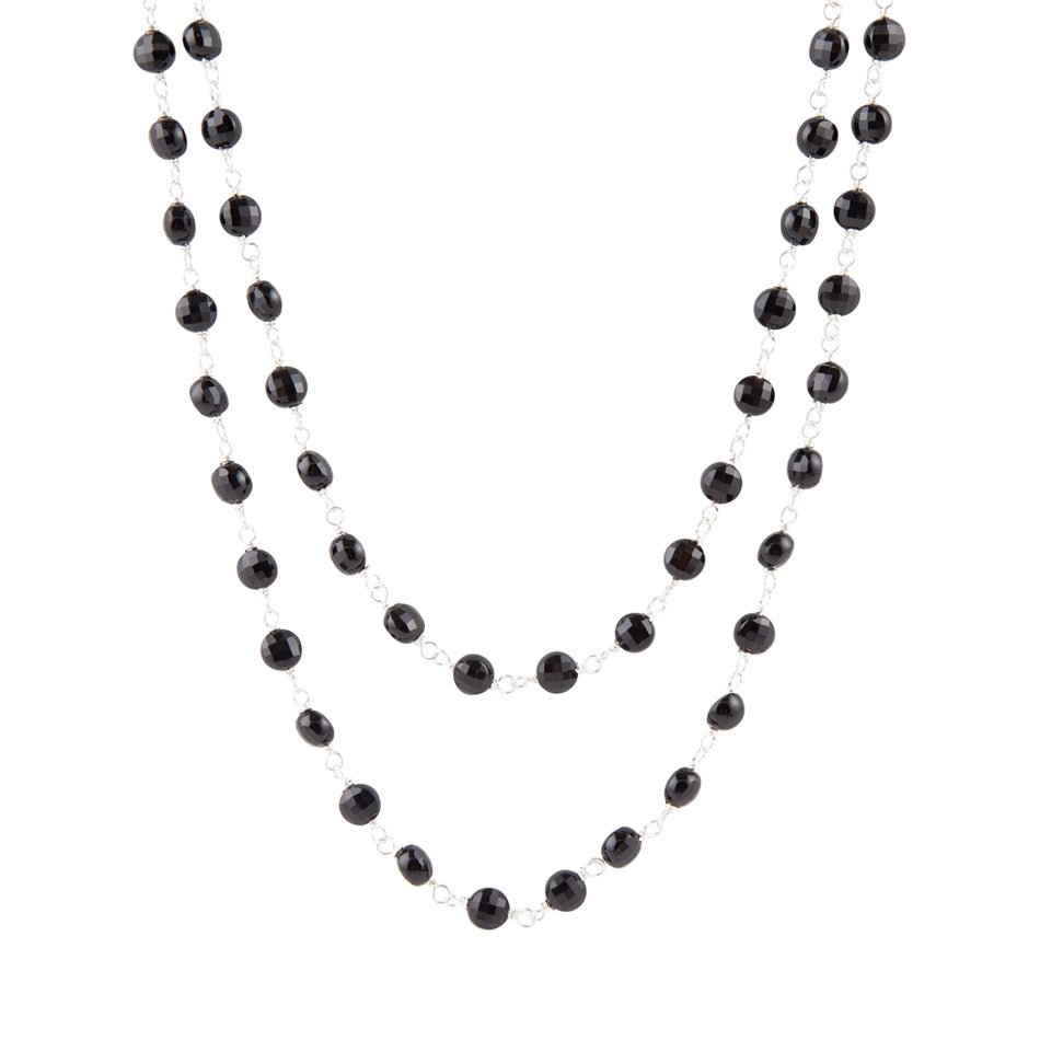Onyx Two Row Sterling Silver Necklace Barse Jewelry