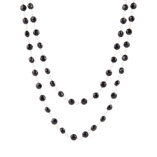 Two Row Onyx and Sterling Silver Necklace