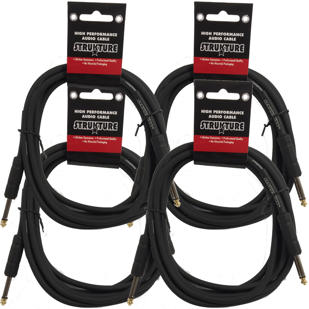 Black Strukture Thick ABS Sleeve 6ft Instrument Cable 4 Pack