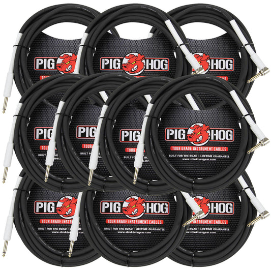 Pig Hog 8mm Right Angle 18.5FT 1/4'-1/4' Inst Cable 10 Pack