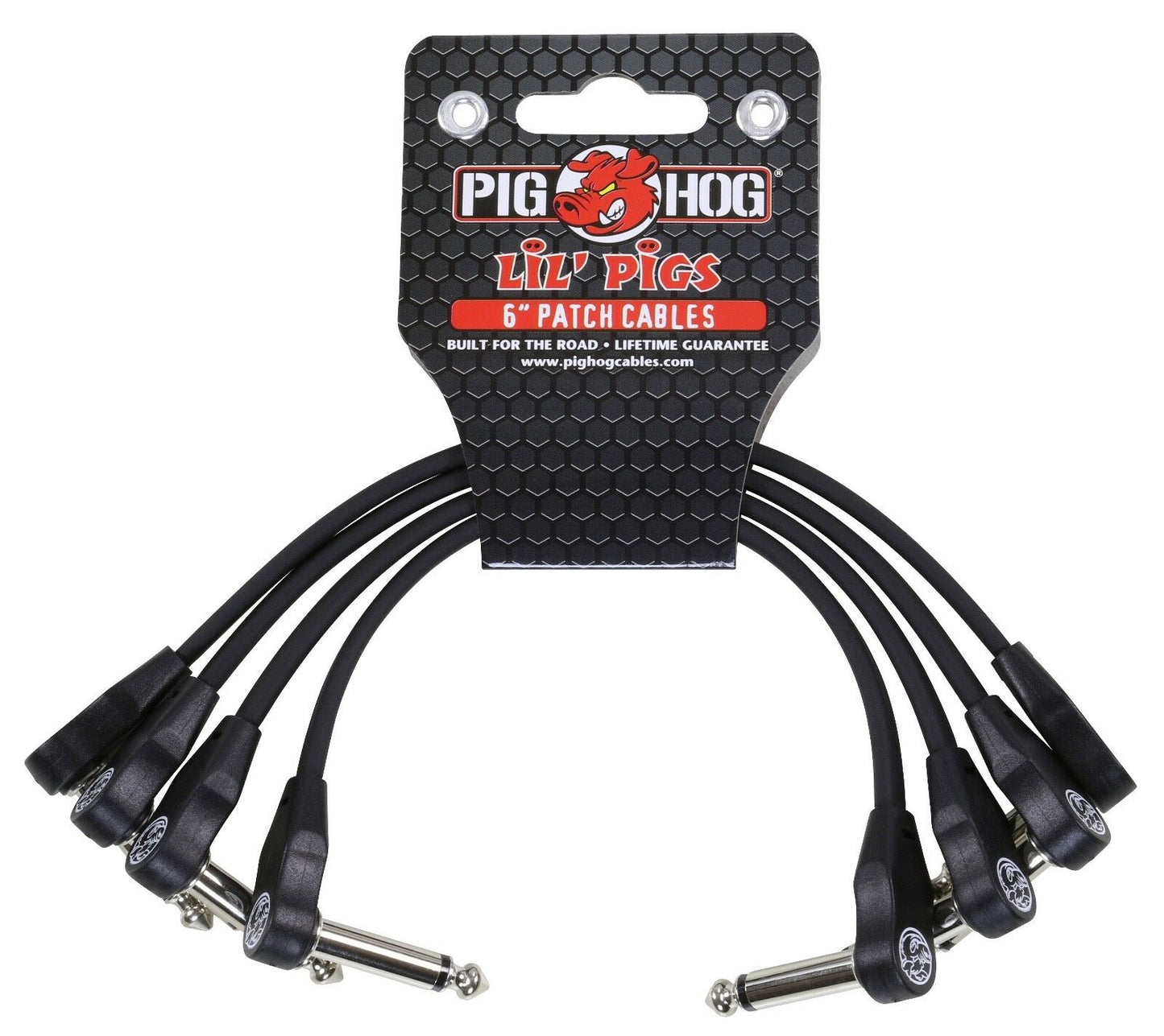 Low Profile Right-Angle 1/4' Instrument Cable 2 Pack Pig Hog PHLSK6BK