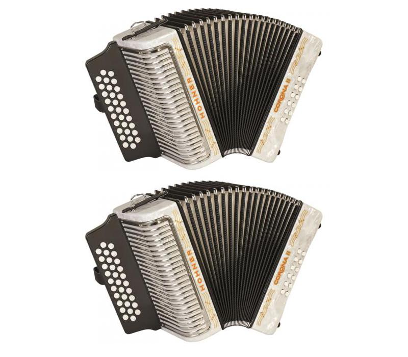 Diatonic Accordion Keys of F/Bb/Eb Hohner Corona II White