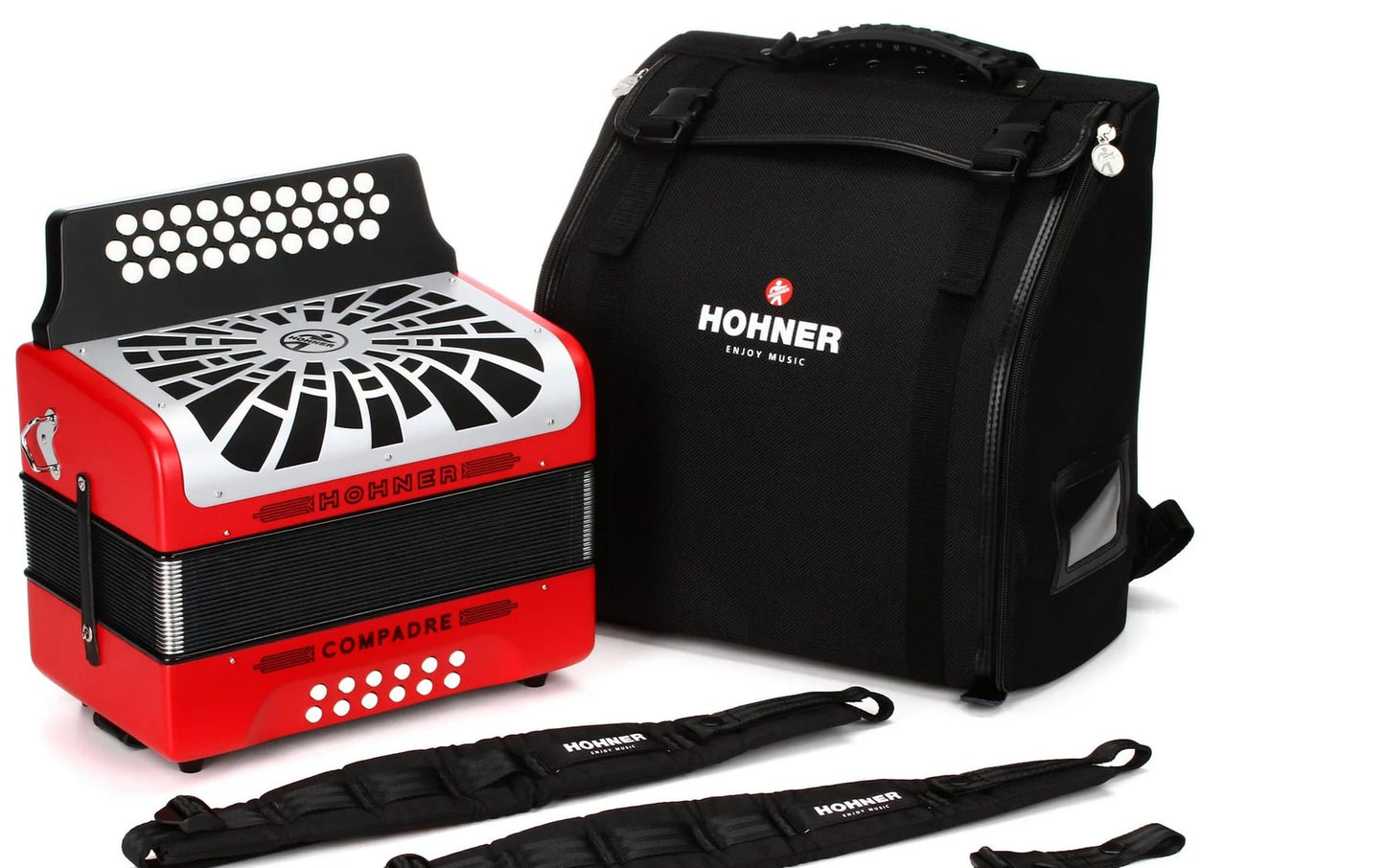 Hohner Compadre Red Diatonic Accordion Keys of F/Bb/Eb