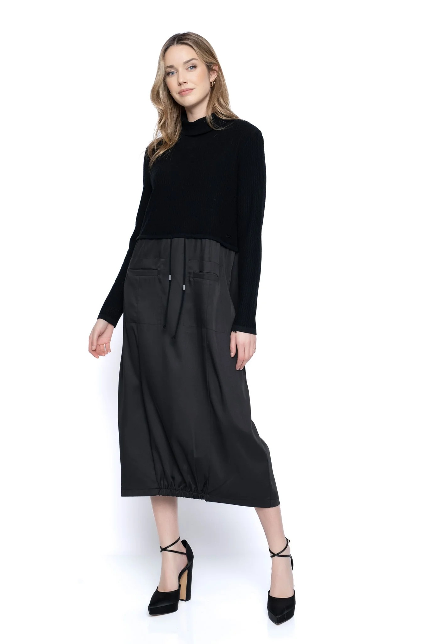 Drawstring Balloon Casual Dress with Pockets