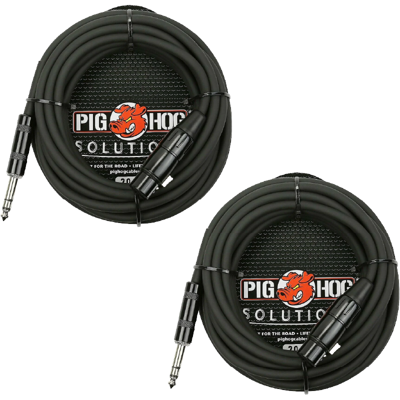 Pig Hog 20Ft TRS(M)-XLR(F) Balanced Cable 2 Pack PX-TMXF20 Solutions
