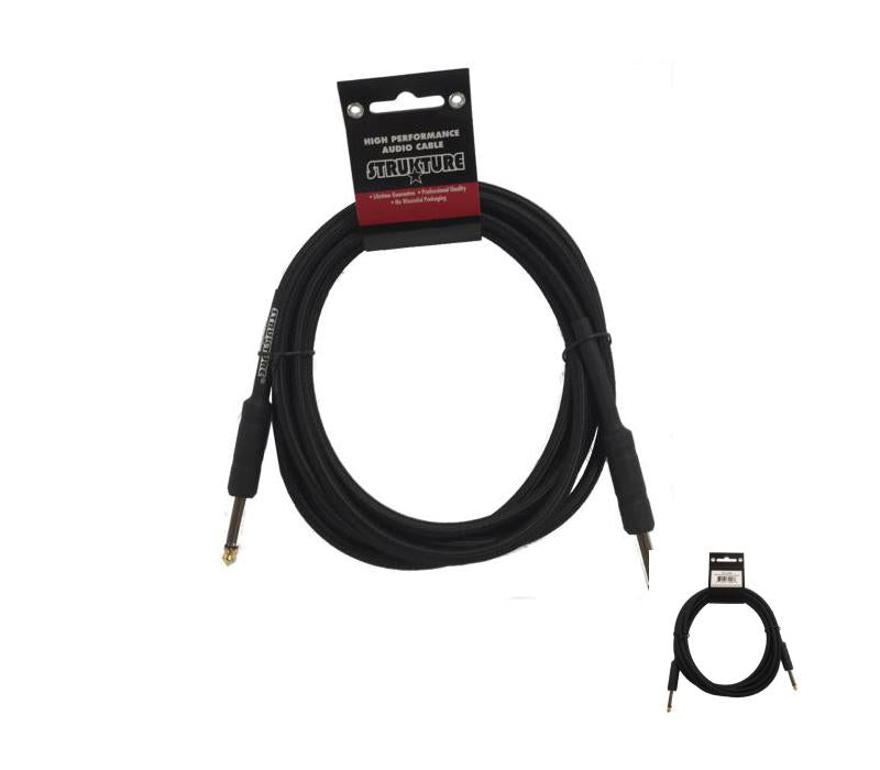 Black 6MM Woven 10ft Instrument Cable 1/4' to 1/4' Strukture