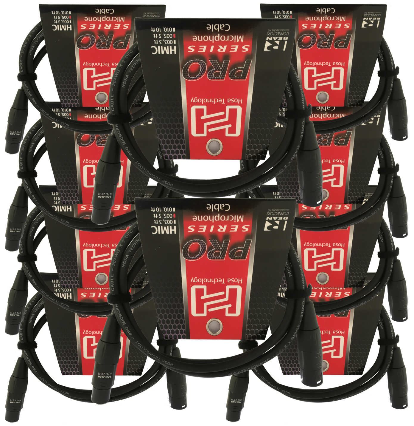 Hosa Pro Microphone Cable Neutrik REAN XLR3F to XLR3M 10 Pack