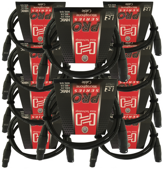 Hosa Pro Microphone Cable Neutrik REAN XLR3F to XLR3M 10 Pack