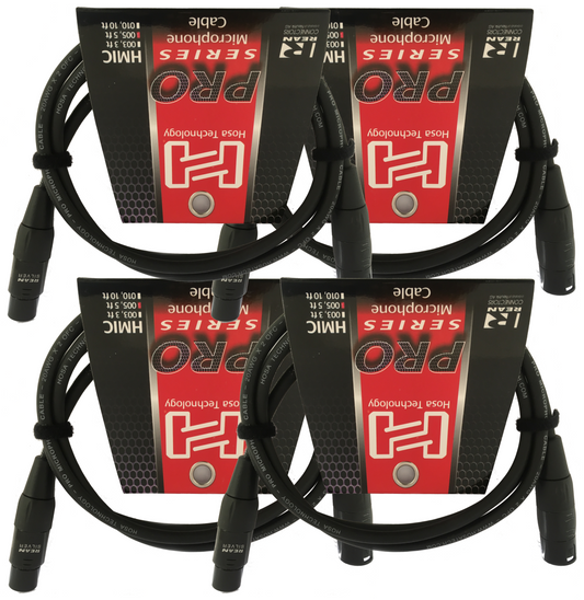Hosa Pro Microphone Cable 5 Feet 4 Pack with Neutrik REAN Connectors