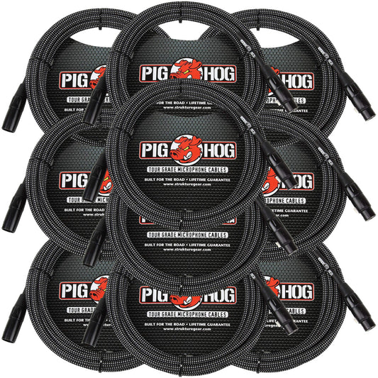 XLR High Performance Black & White Microphone Cable 20 Ft Pig Hog