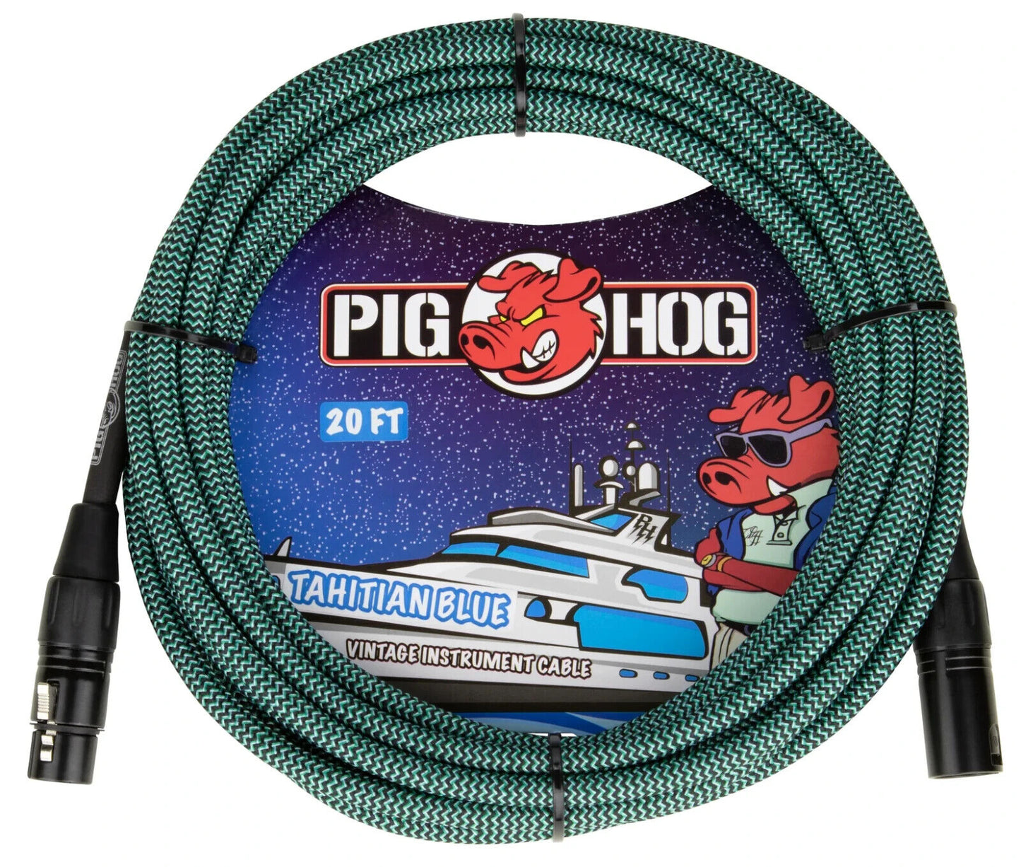 PIG HOG PHM20TAB Tahitian Blue Woven Mic Cable 20FT XLR