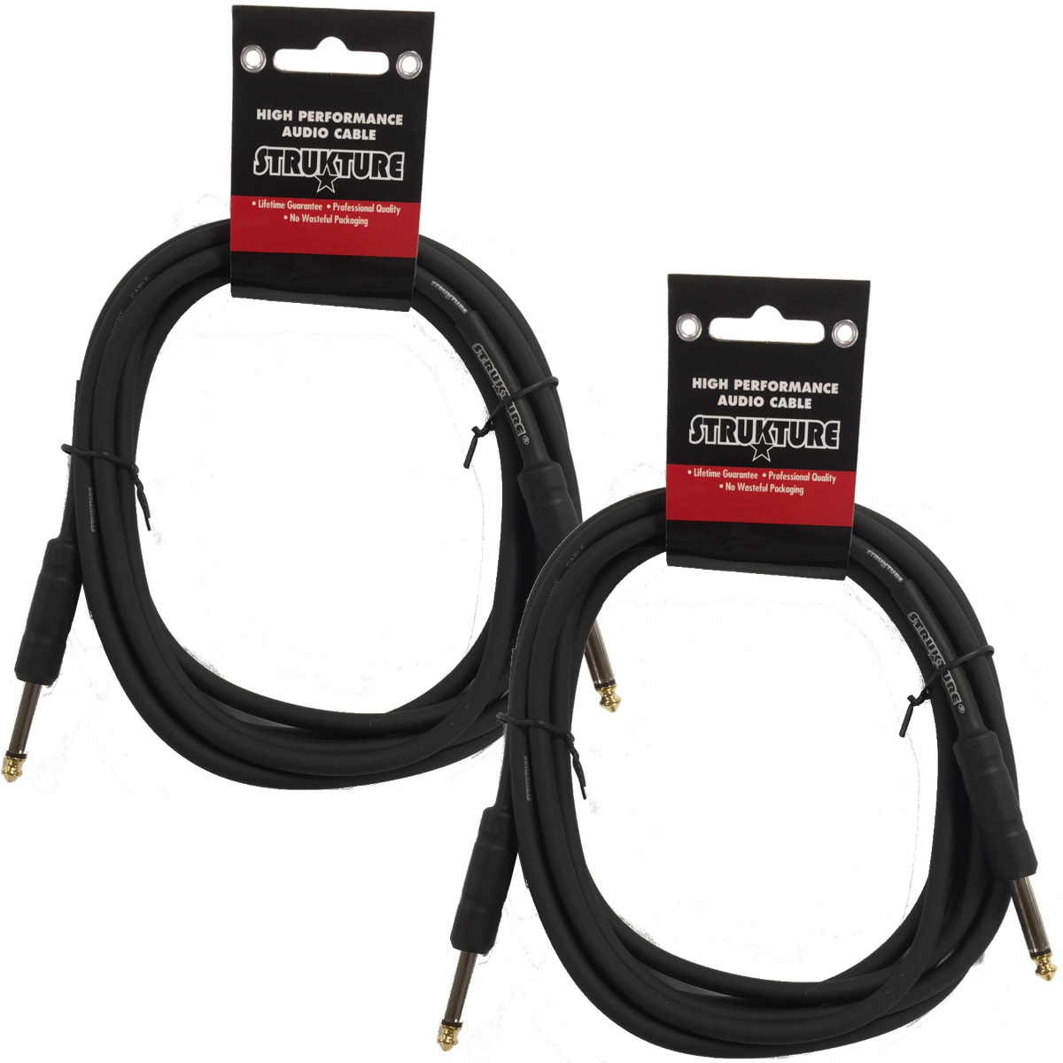 Black Strukture 6ft Thick ABS Sleeve Instrument Cable 2 Pack