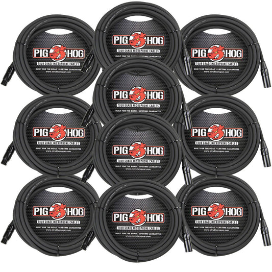 XLR High Performance 8mm Microphone Cable 25 Ft Pig Hog 10-Pack