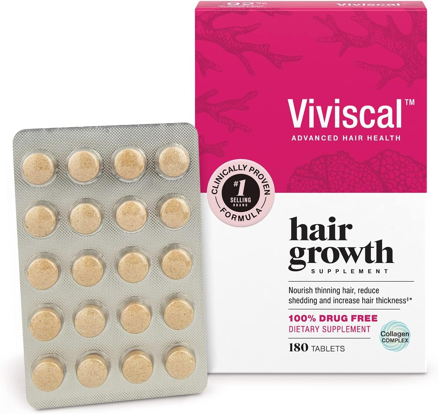 Viviscal Proprietary Collagen Complex Hair Growth Supplements For Women 180 Tablets