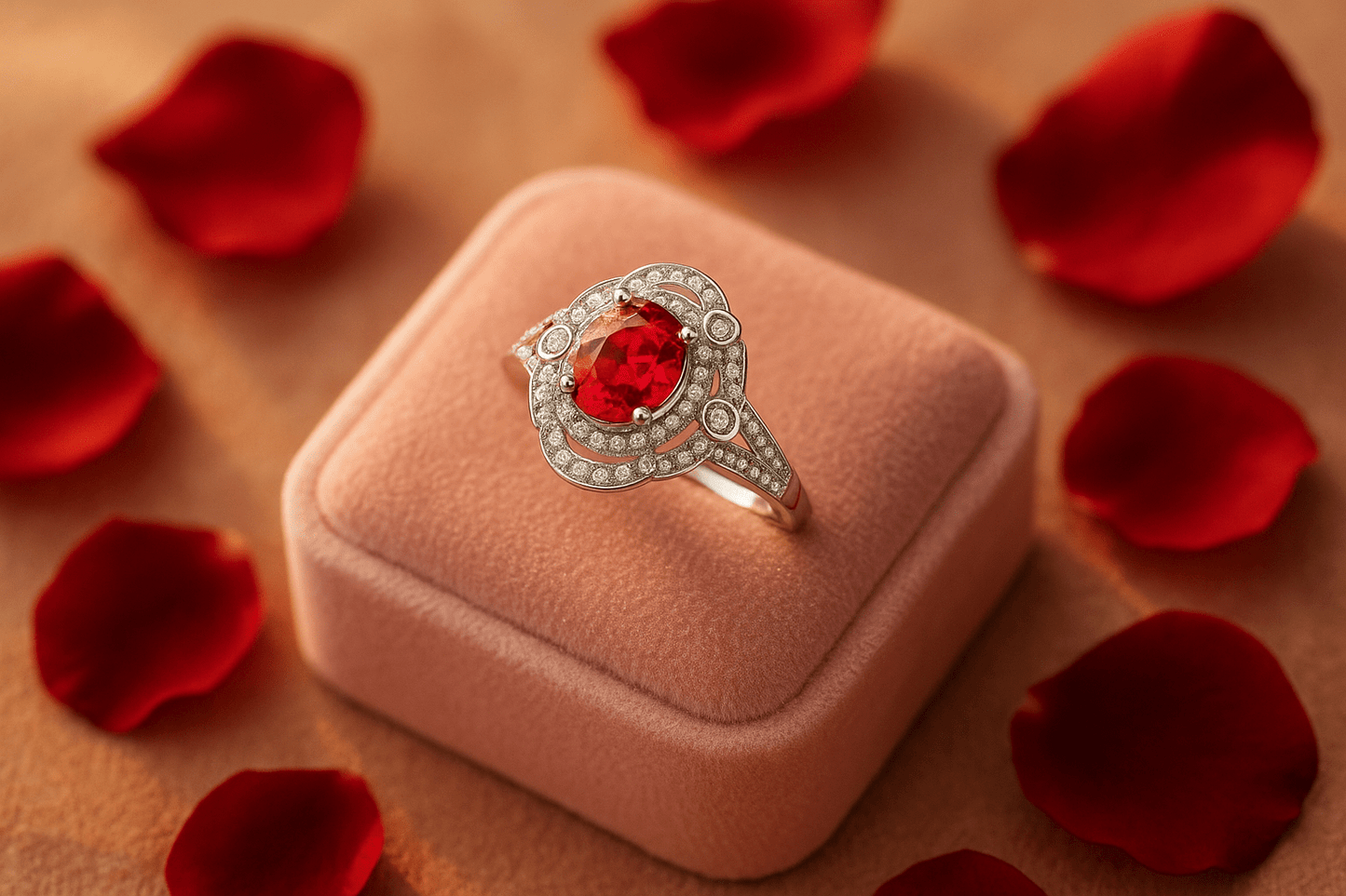 Vintage Ruby Removable Head Ring 925 Sterling Silver Rhodium Plated