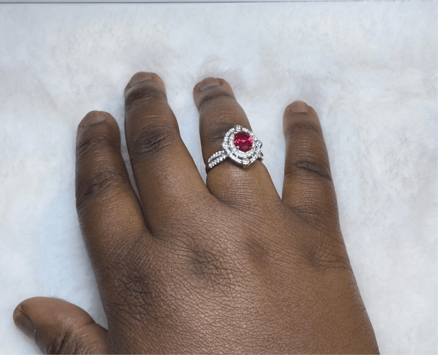Vintage Ruby Removable Head Ring 925 Sterling Silver Rhodium Plated