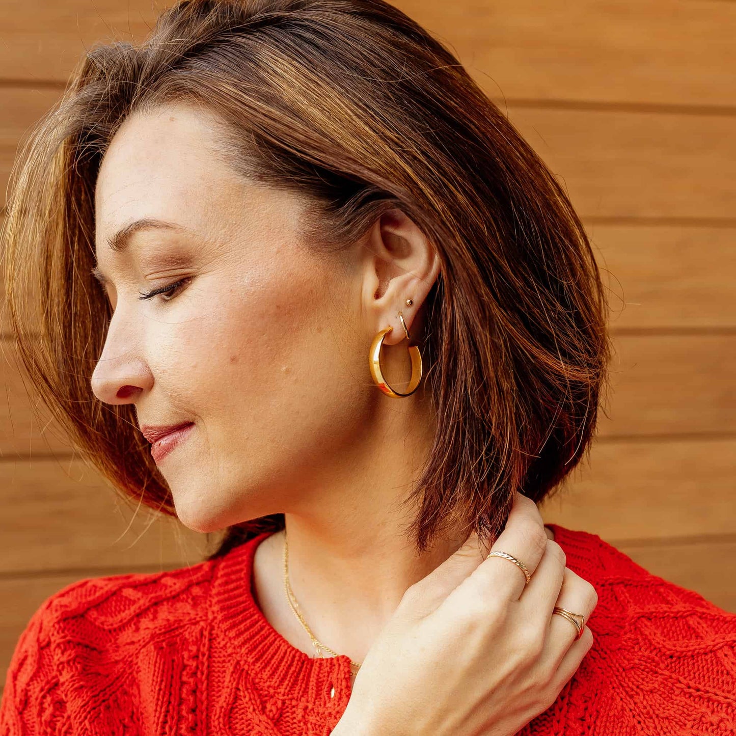 Gold Plated Hoop Earrings 30x5.5mm Vivian