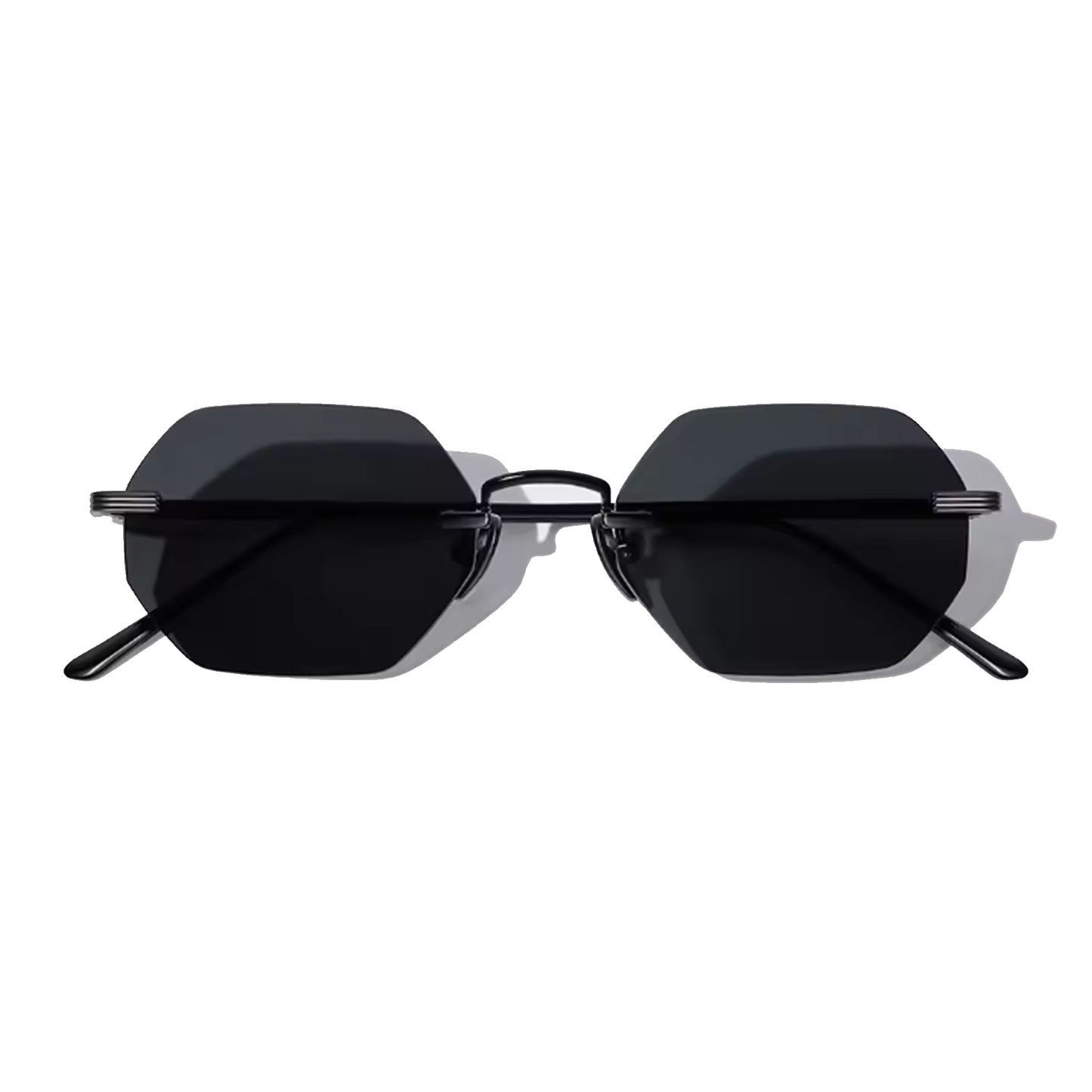 Hexagon Frameless Black Lens Sunglasses Vonne