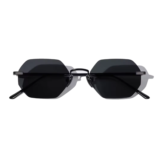 Hexagon Frameless Black Lens Sunglasses Vonne
