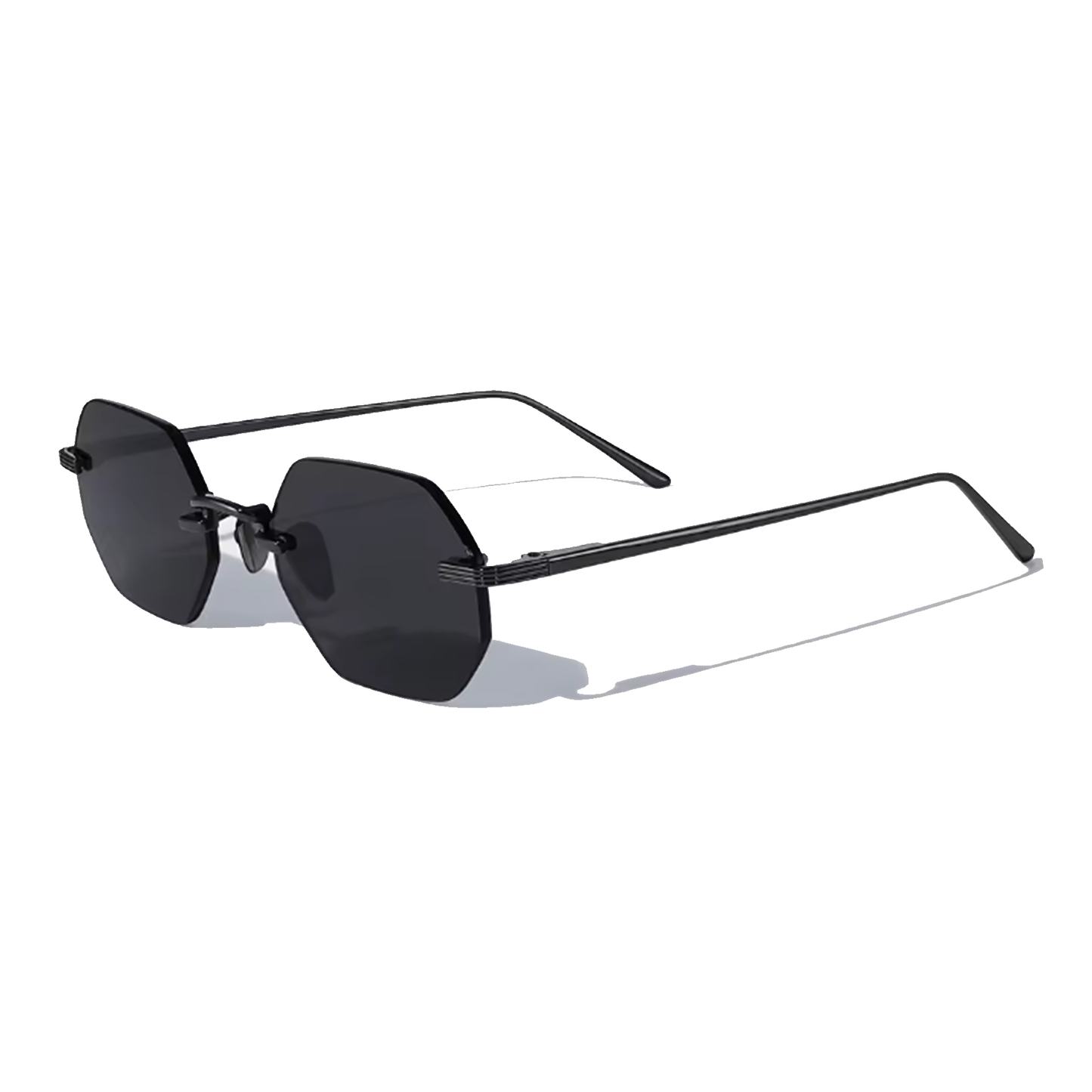 Hexagon Frameless Black Lens Sunglasses Vonne