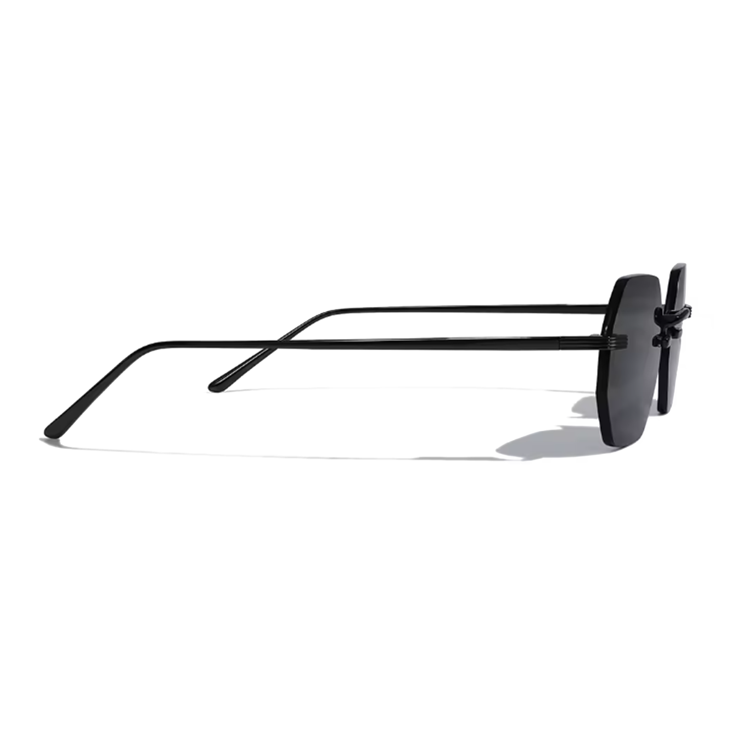 Hexagon Frameless Black Lens Sunglasses Vonne