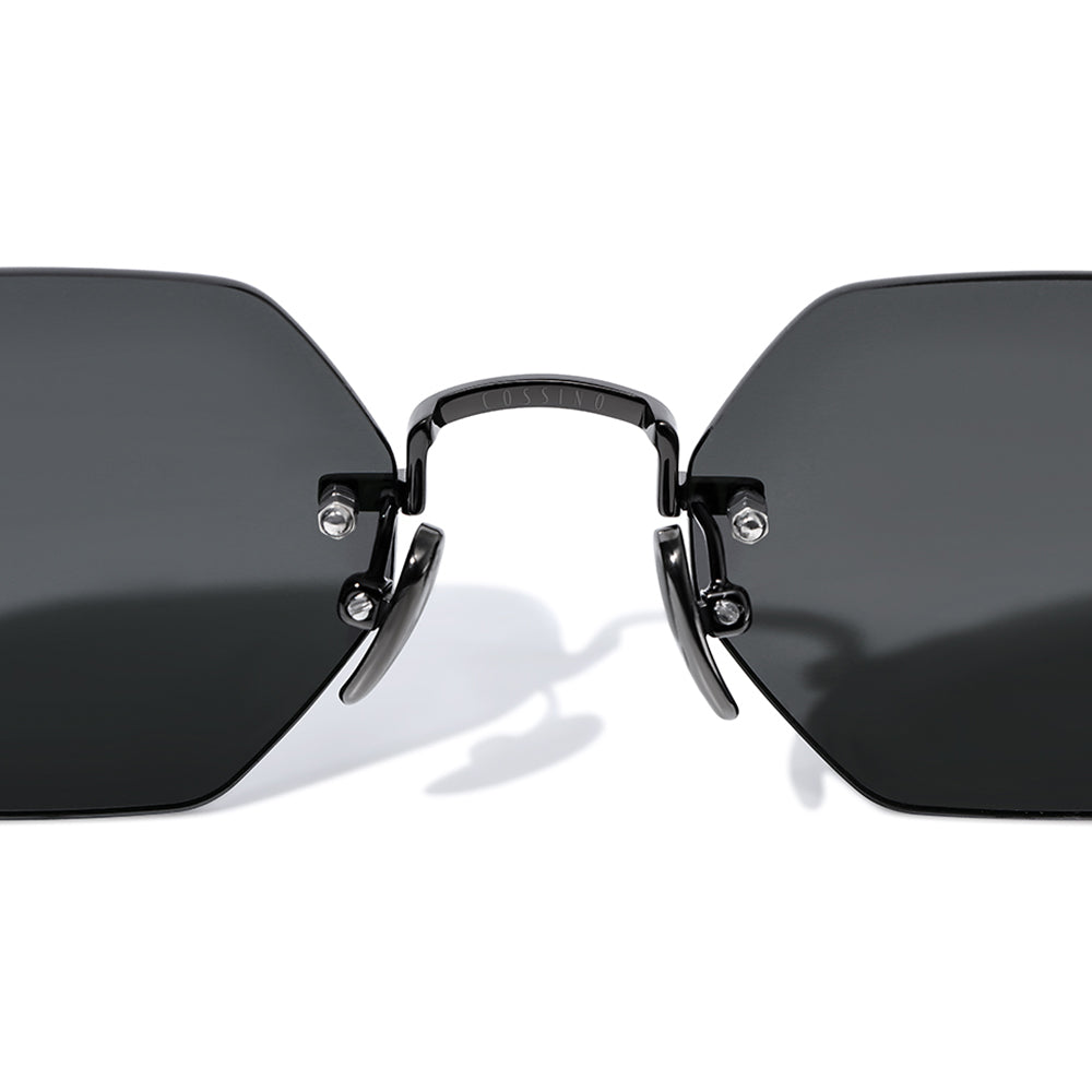 Hexagon Frameless Black Lens Sunglasses Vonne