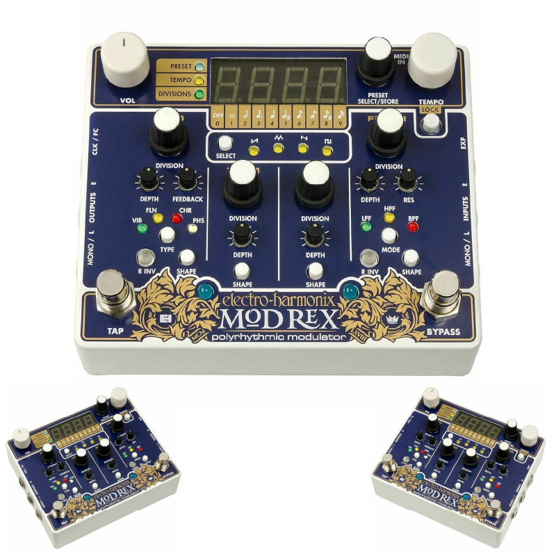 Mod Rex Polyrhythmic Modulator Pedal with Four Modulation Effects Electro Harmonix