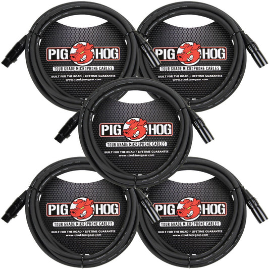 XLR Male to Female Mic Cable 15' Tour Grade 5 Pack Pig Hog PHM15
