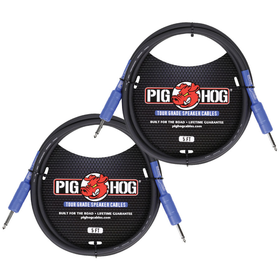 9.2mm Gauge Wire 5 Ft Speaker Cable 2 Pack Pig Hog PHSC5