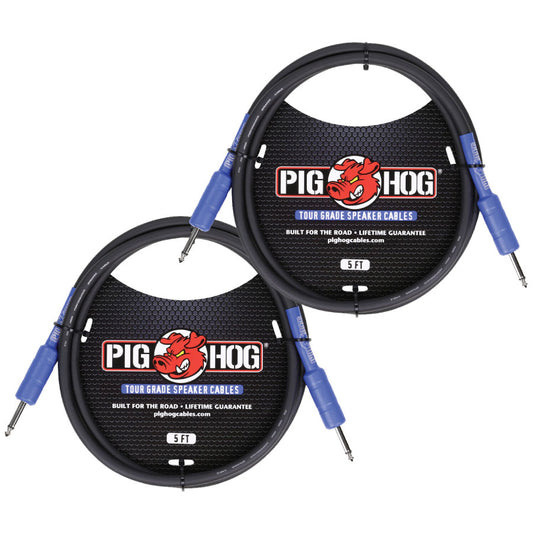 9.2mm Gauge Wire 5 Ft Speaker Cable 2 Pack Pig Hog PHSC5