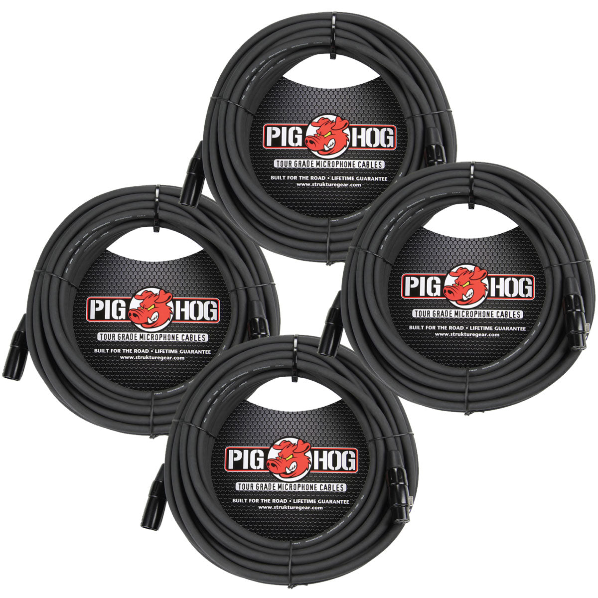 Pig Hog PHM100 8mm High Performance 100 Foot Microphone Cable 4 Pack