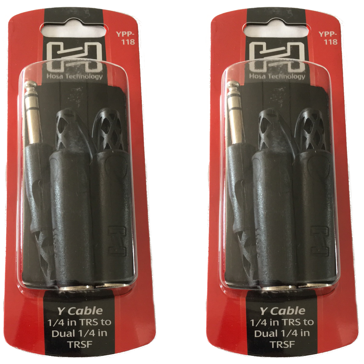 1/4 inch TRS Stereo Male to Dual 1/4 inch TRS Female Y Cable Splitter Hosa YPP-118 2 Pack