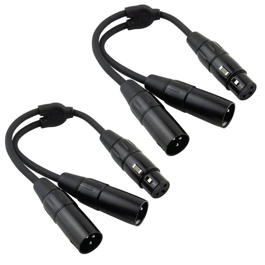 6' Y Splitter Cable XLR(F)-DUAL XLR(M) 2 Pack Pig Hog Solutions PY-XF2XM