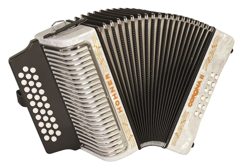 Diatonic Accordion Keys of F/Bb/Eb Hohner Corona II White