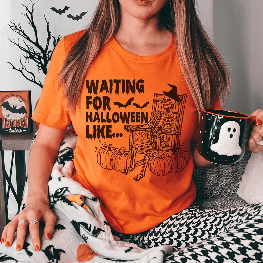 Waiting For Halloween Like Soft Cotton Tee Peachy Sunday