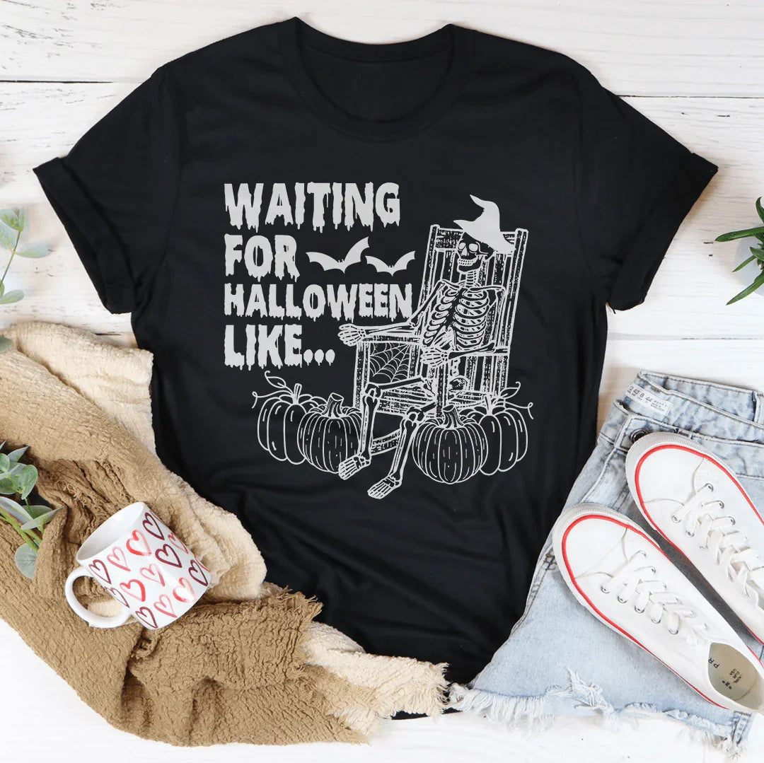 Waiting For Halloween Like Soft Cotton Tee Peachy Sunday