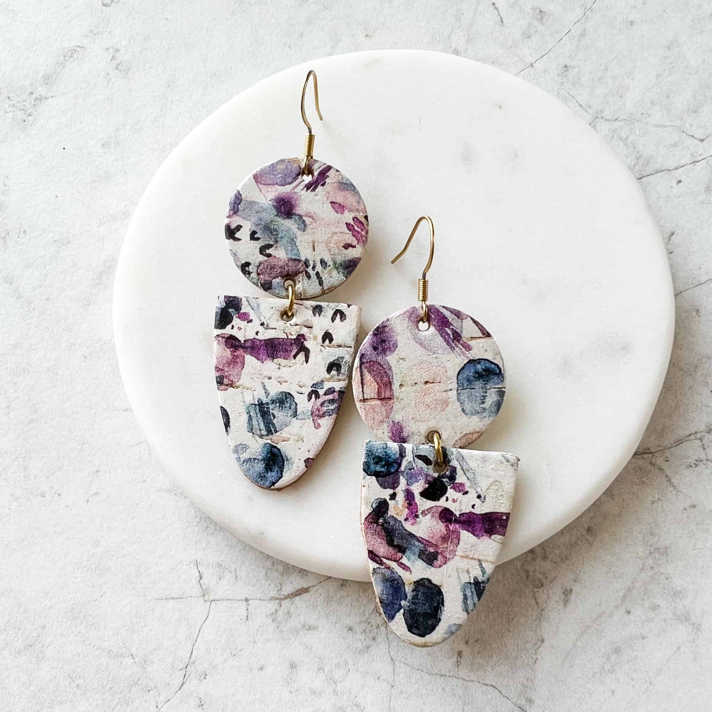 Watercolor Lightweight Leather Statement Earrings Sela Designs