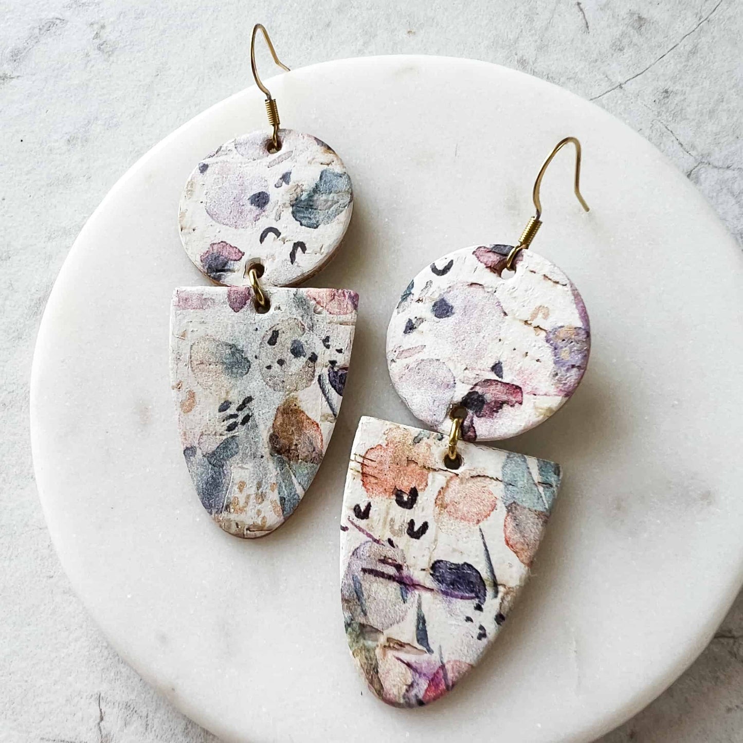 Watercolor Lightweight Leather Statement Earrings Sela Designs
