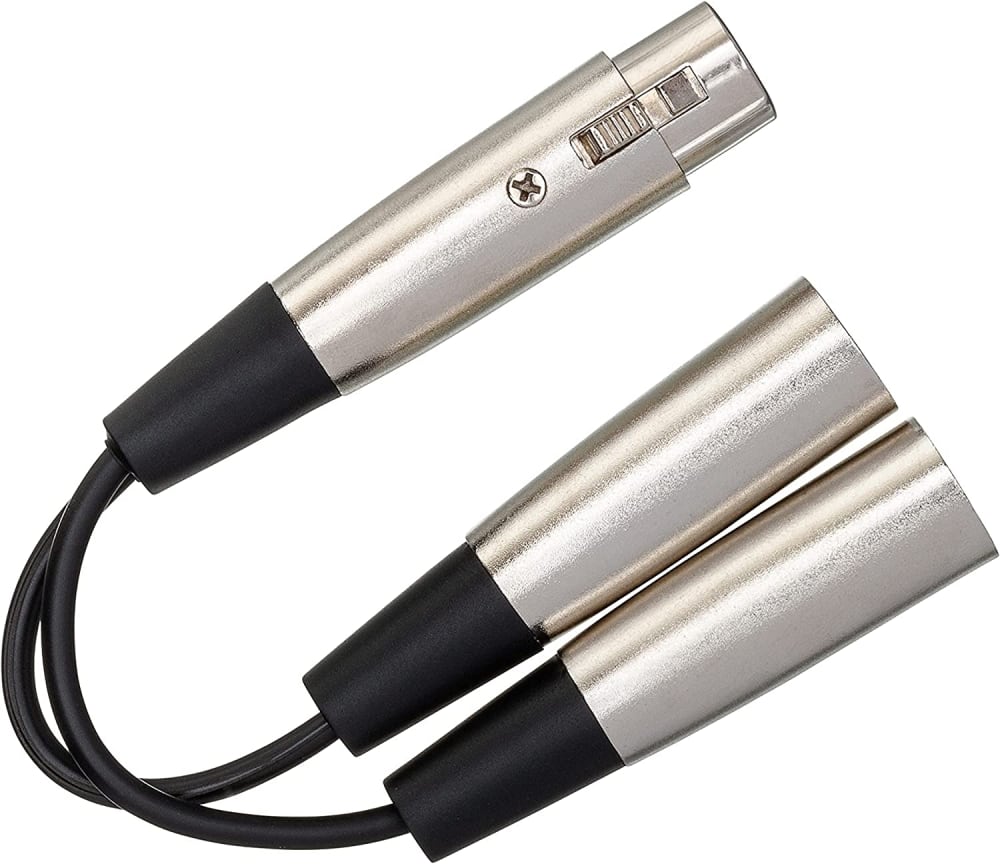 New - Hosa YXM-121 Y Cable - XLR Female to Dual XLR Male - 6 inch