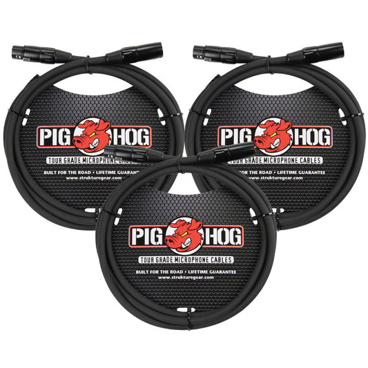 High Performance 8MM XLR Microphone Cable 6FT 3 Pack Pig Hog PHM6