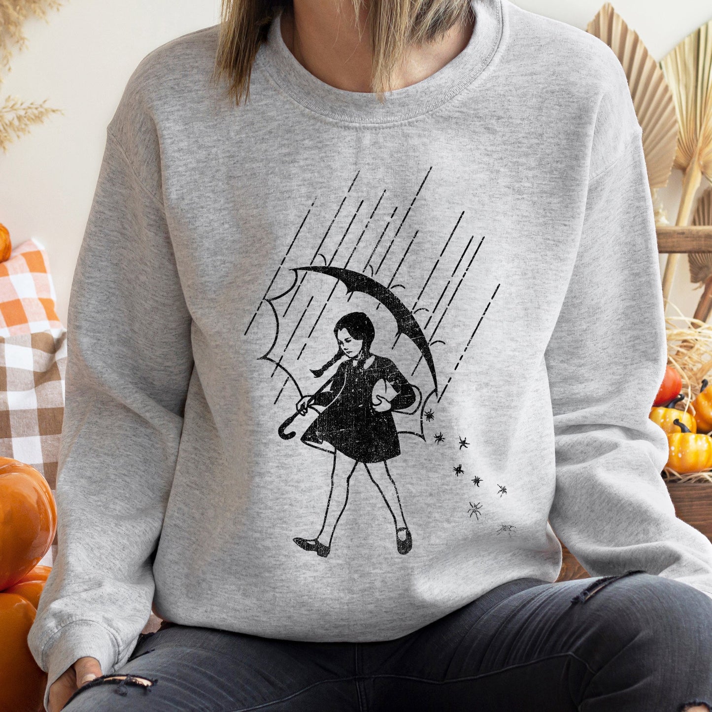 Wednesday Salty Halloween Vintage Sweatshirt Cotton Blend Refinery No. 1
