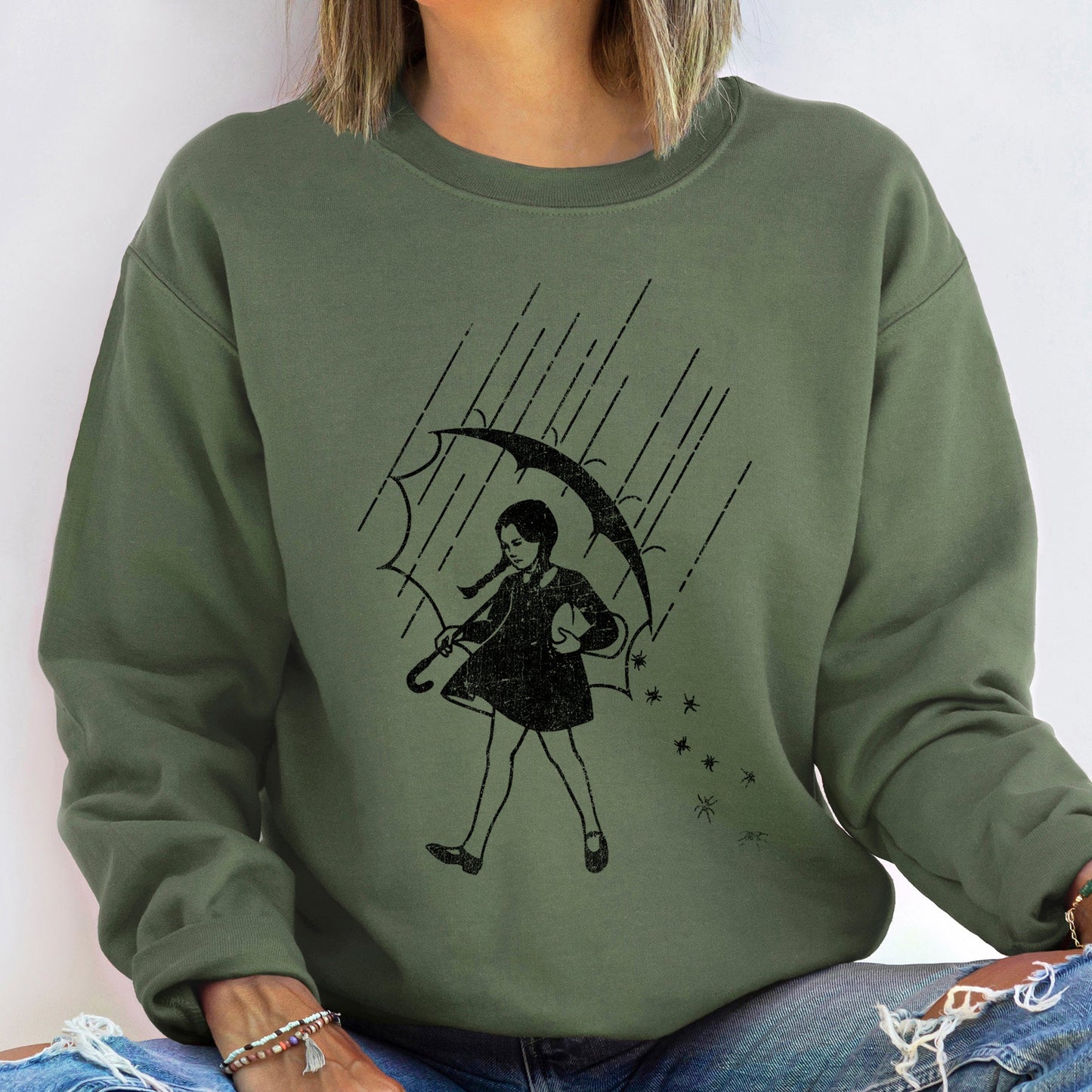 Wednesday Salty Halloween Vintage Sweatshirt Cotton Blend Refinery No. 1