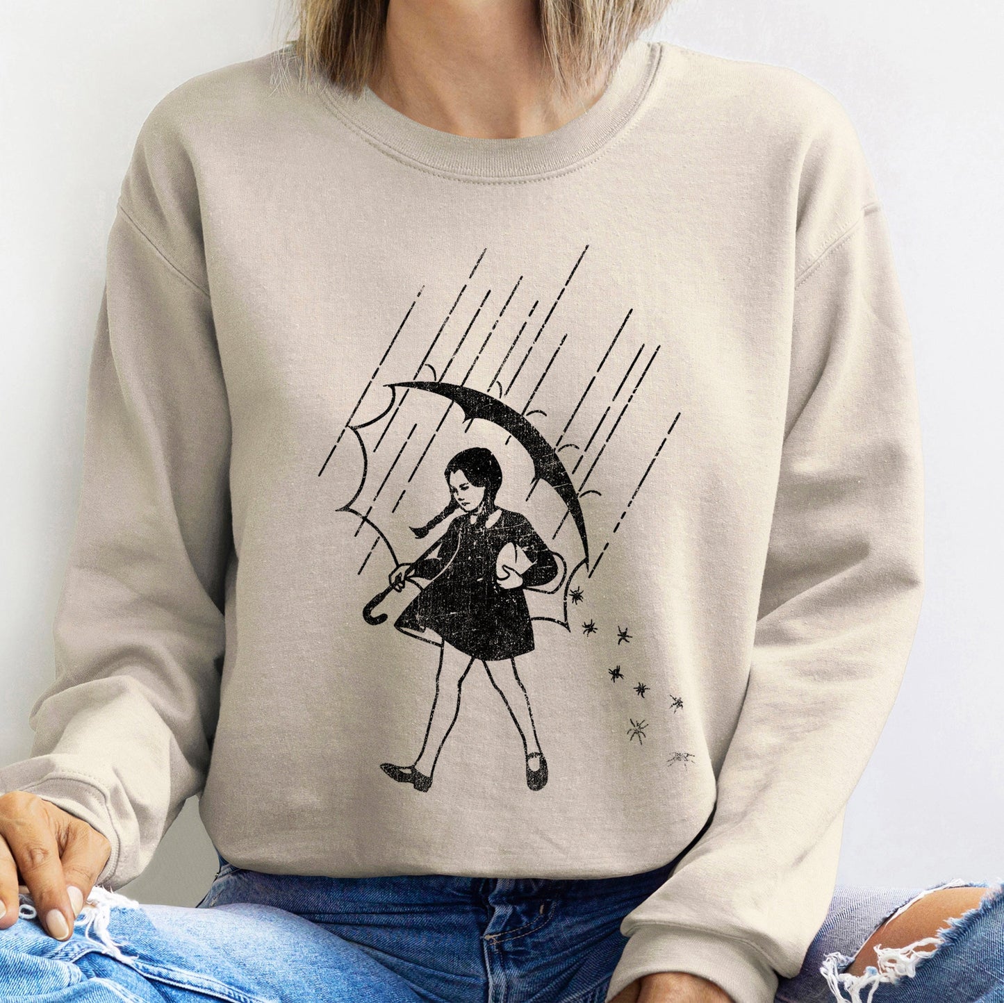 Wednesday Salty Halloween Vintage Sweatshirt Cotton Blend Refinery No. 1