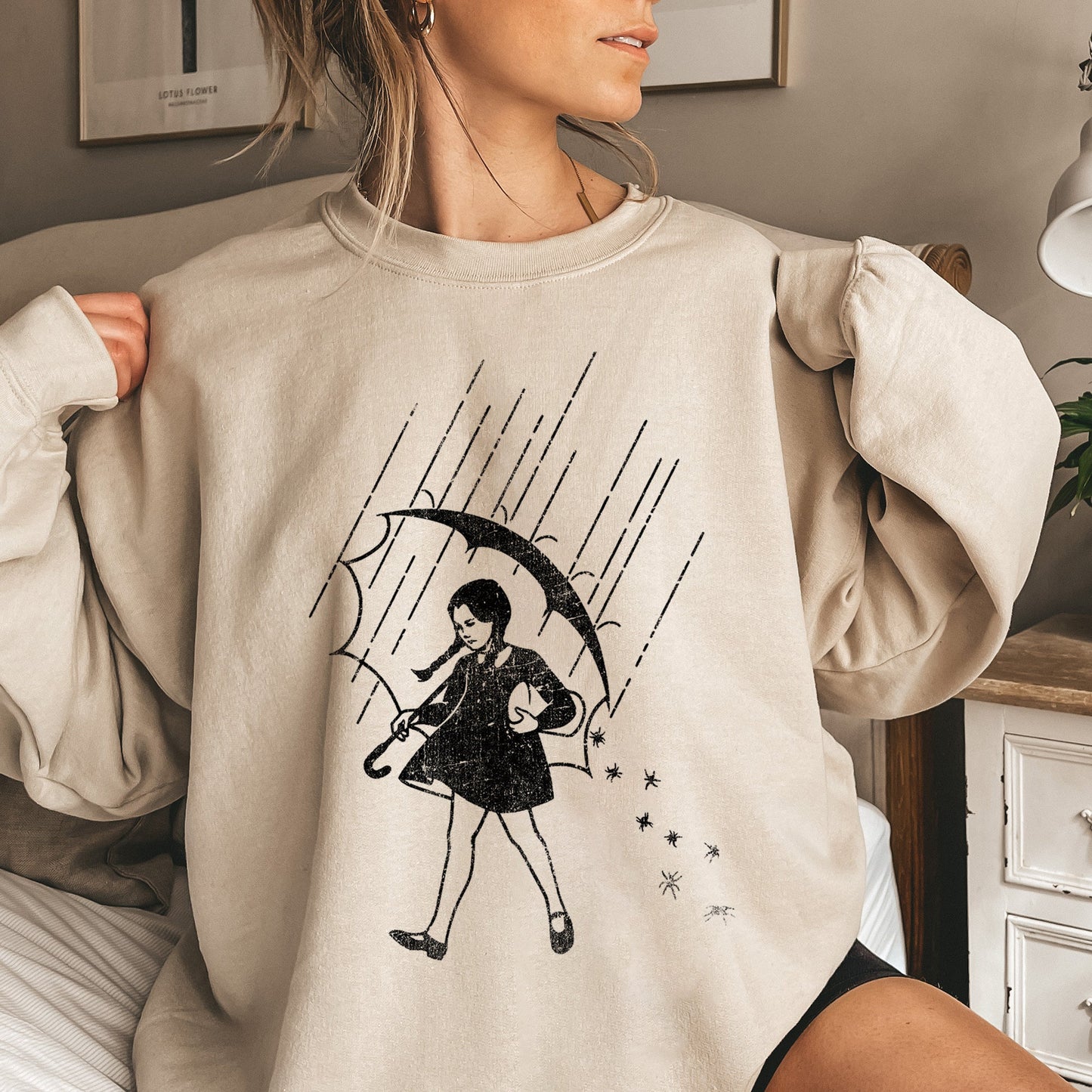 Wednesday Salty Halloween Vintage Sweatshirt Cotton Blend Refinery No. 1