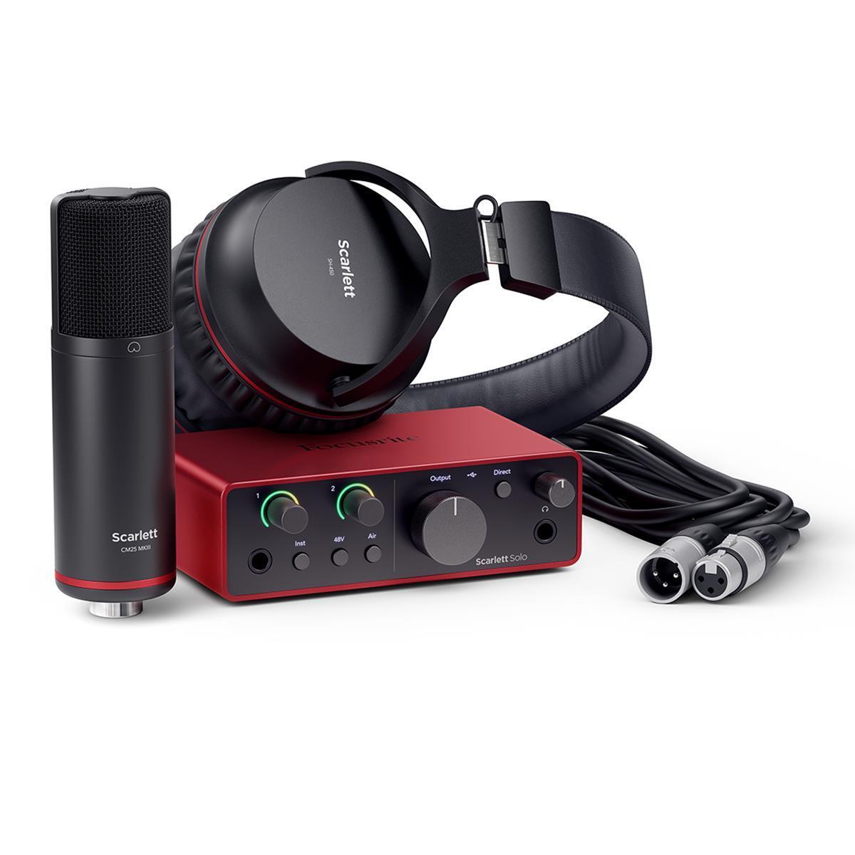 Focusrite Scarlett Solo Studio 4th Gen Ultra-Low Noise USB Interface with Mic, Headphones, Software Suite