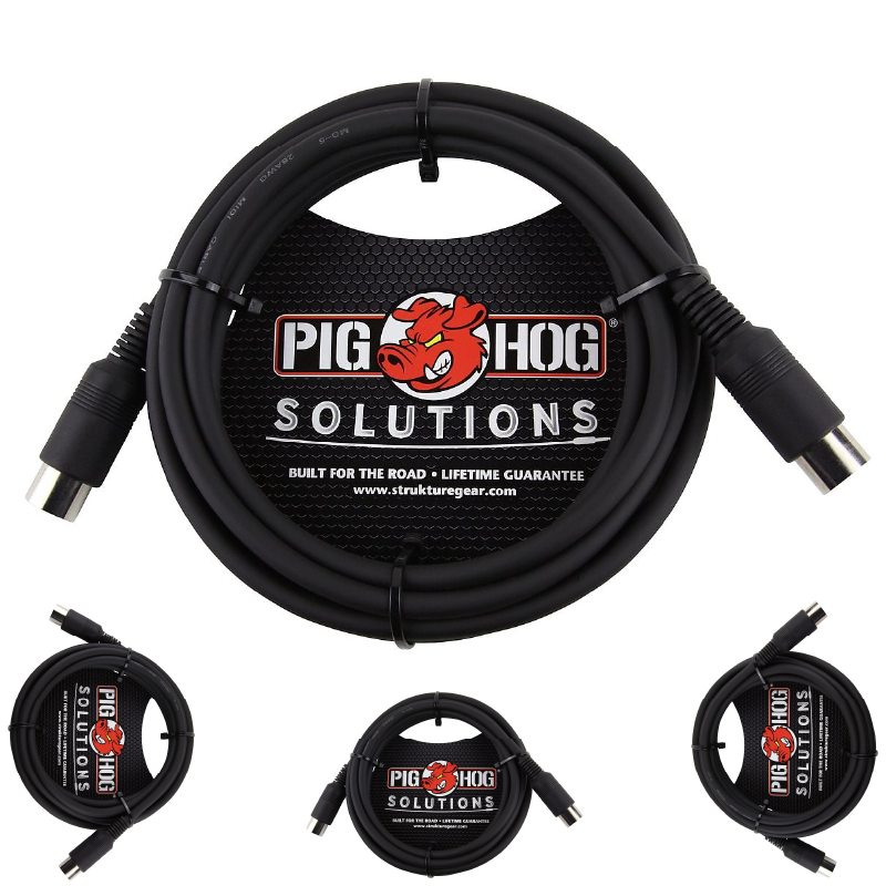 Pig Hog PMID10 Black MIDI Cable 10 ft Instrument Interface
